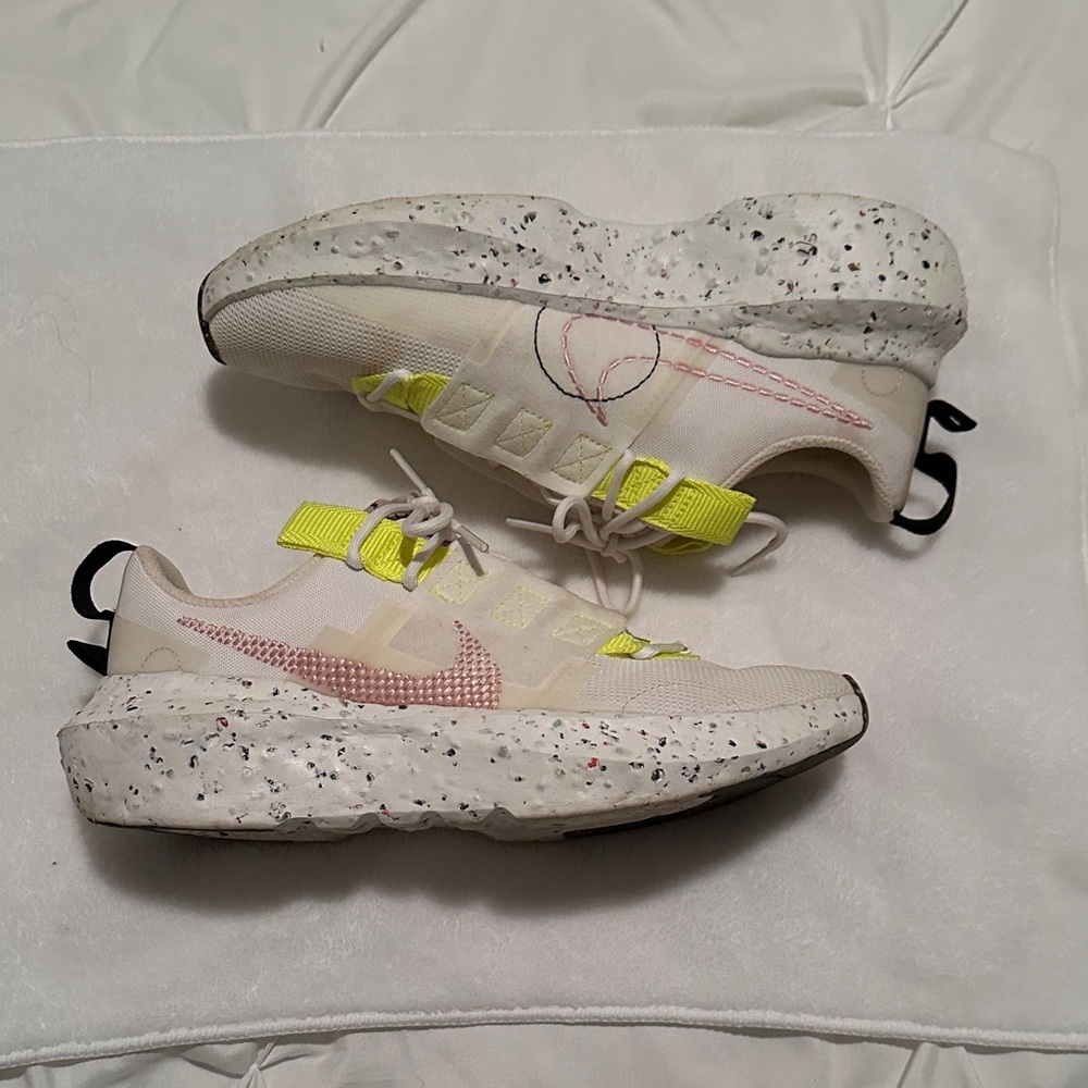 Nike White and Neon Yellow Athletic Shoes